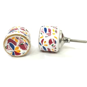 Pomo de cerámica multicolor hecho a mano, tirador decorativo para muebles