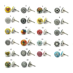 Boho Style Ceramic Cabinet Knobs – Colorful Drawer Pulls Set, Handmade Furniture Handles