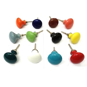 Multi Color Ceramic Knobs, Handmade Kitchen Cabinet Hardware