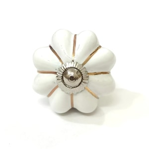 Handmade White Ceramic Pumpkin Knob, Kitchen Cabinet Hardware