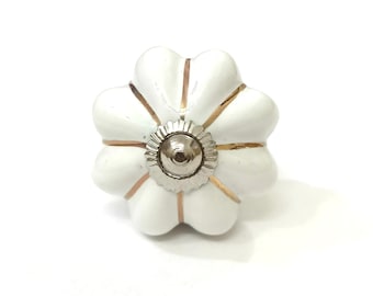 Handmade White Ceramic Pumpkin Knob, Kitchen Cabinet Hardware