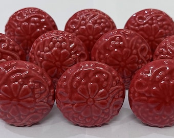 Red Color Flower Design Ceramic Knobs Handpainted Ceramic Door Knobs Kitchen Cabinet Knobs Drawer Knobs Ceramic Pumpkin Knobs