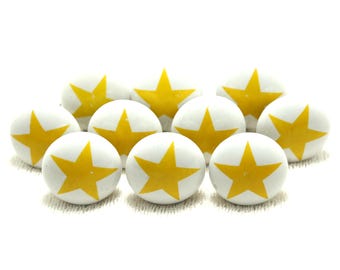Handmade Yellow Star Ceramic Knobs for Cabinets, Drawers