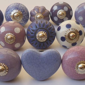 Purple Color Mixed Assorted Ceramic Knobs Hand Painted Ceramic Door Knobs Pumpkin Knobs Kitchen Cabinet Drawer Pulls