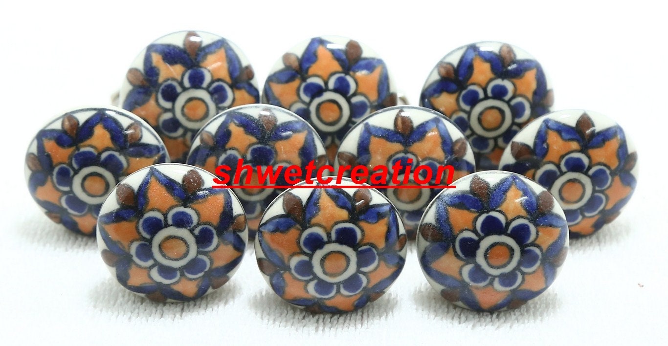 Mehrfarbige Keramik Türknöpfe Handbemalte Küchenschrank | Etsy