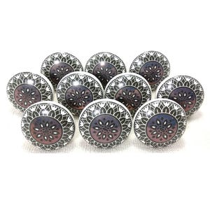 Black Ceramic Knobs: Handmade Floral Cabinet Hardware