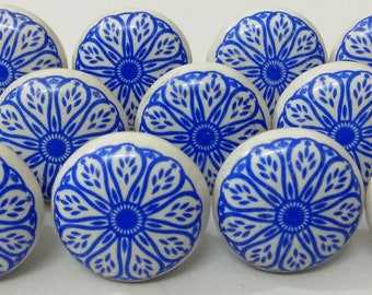 Blue and White Ceramic Knobs Ceramic Door Knobs Kitchen Cabinet Knobs Drawer Pulls
