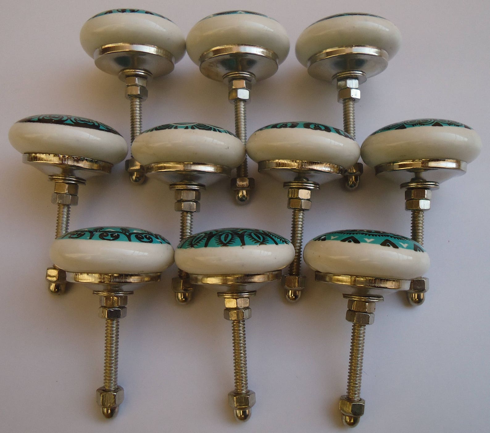 Black & Teal Color Ceramic Knobs Kitchen Drawer Knobs Etsy