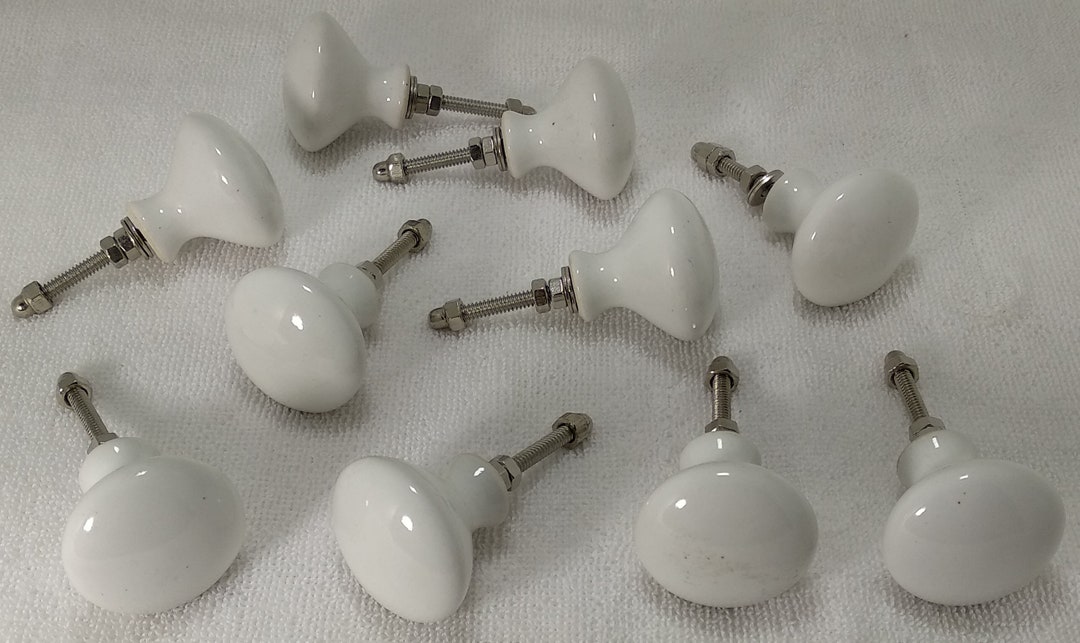 White Color Vintage Ceramic Knobs Kitchen Knobs Drawer Etsy