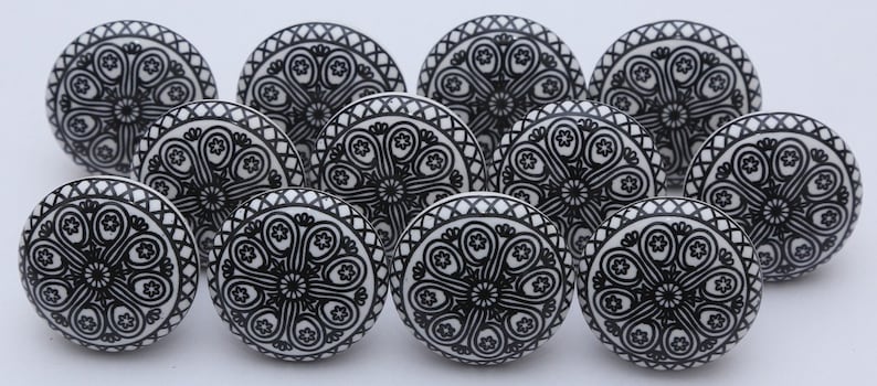 Grey And White Ceramic Knobs Ceramic Door Knobs Kitchen Cabinet Knobs Drawer Knobs Cupboard Knobs Drawer Knobs Cabinet knobs Black