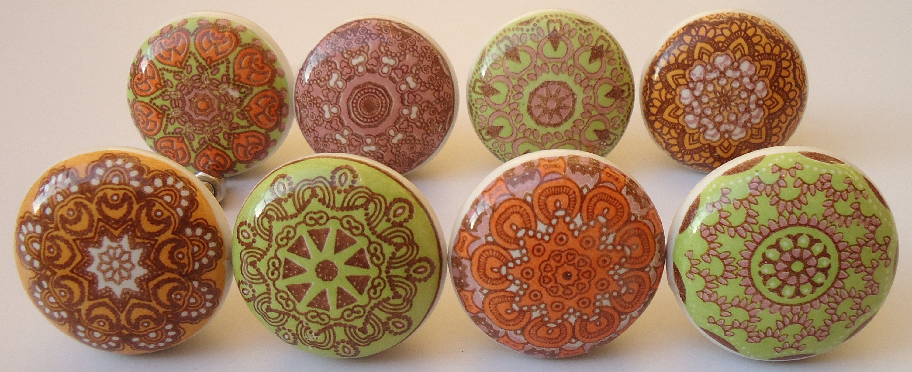 Multicolor Multidesign Ceramic Knobs Flat Kitchen Cabinet | Etsy