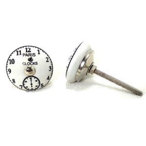 Perilla de cerámica con diseño de reloj de París, herrajes para gabinetes de cocina