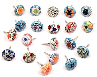 Handmade Multicolor Ceramic Knobs, Decorative Drawer Pulls