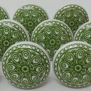 Green And White Ceramic Knobs Ceramic Door Knobs Kitchen Cabinet Knobs Drawer Knobs Furniture Knobs Drawer Pulls Hardware Knobs