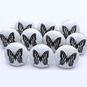 Beautiful Butterfly Black & White Ceramic Knobs Ceramic Door Knobs Kitchen Cabinet Drawer Pulls