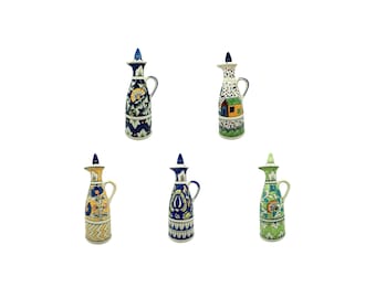 Handgefertigte Keramik-Olivenölflasche, handbemaltes Küchendekor, 500 ML