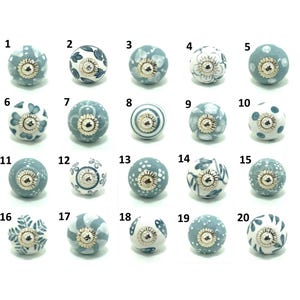 Handmade Grey & White Ceramic Knobs, Small Cabinet Hardware