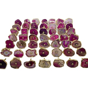 Tiradores de ágata rosa con detalles de latón para cajón de gabinete imagen 2