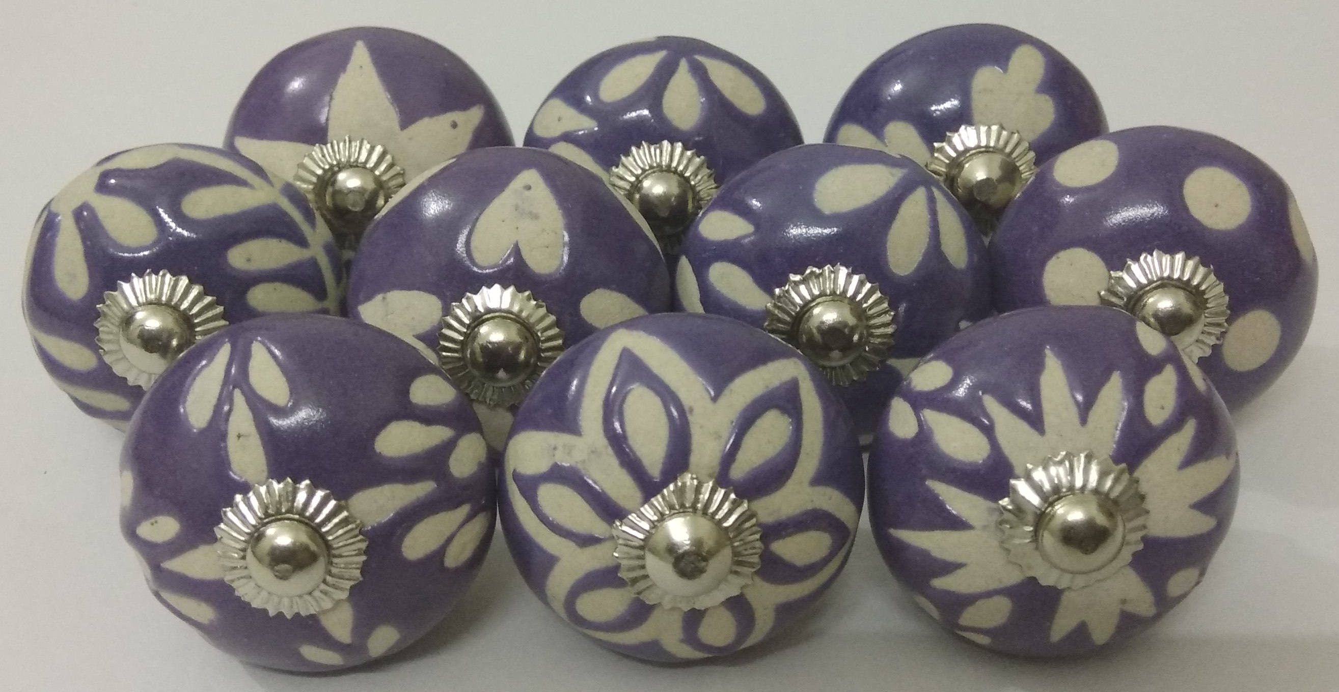 Purple Color Ceramic Knobs Vintage Ceramic Door Knobs Kitchen Etsy