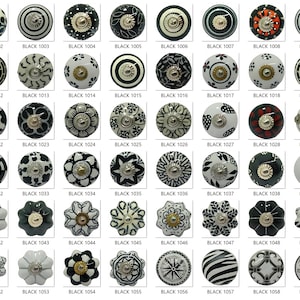 Black Ceramic Knobs Handpainted Ceramic Door Knobs Kitchen Cabinet Knobs Drawer Knobs Cupboard Knobs Hardware Knobs
