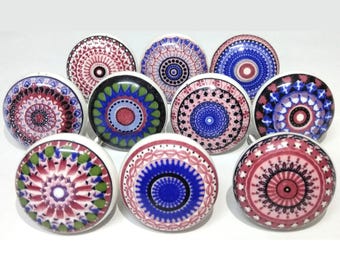 Multicolor Ceramic Knobs, Handmade Drawer Pulls