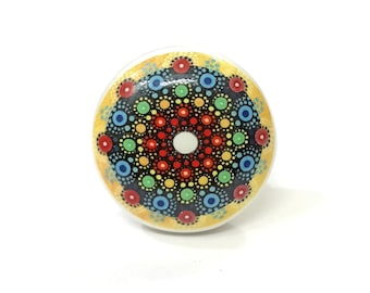 Handmade Multi Color Ceramic Knob, Cabinet Hardware