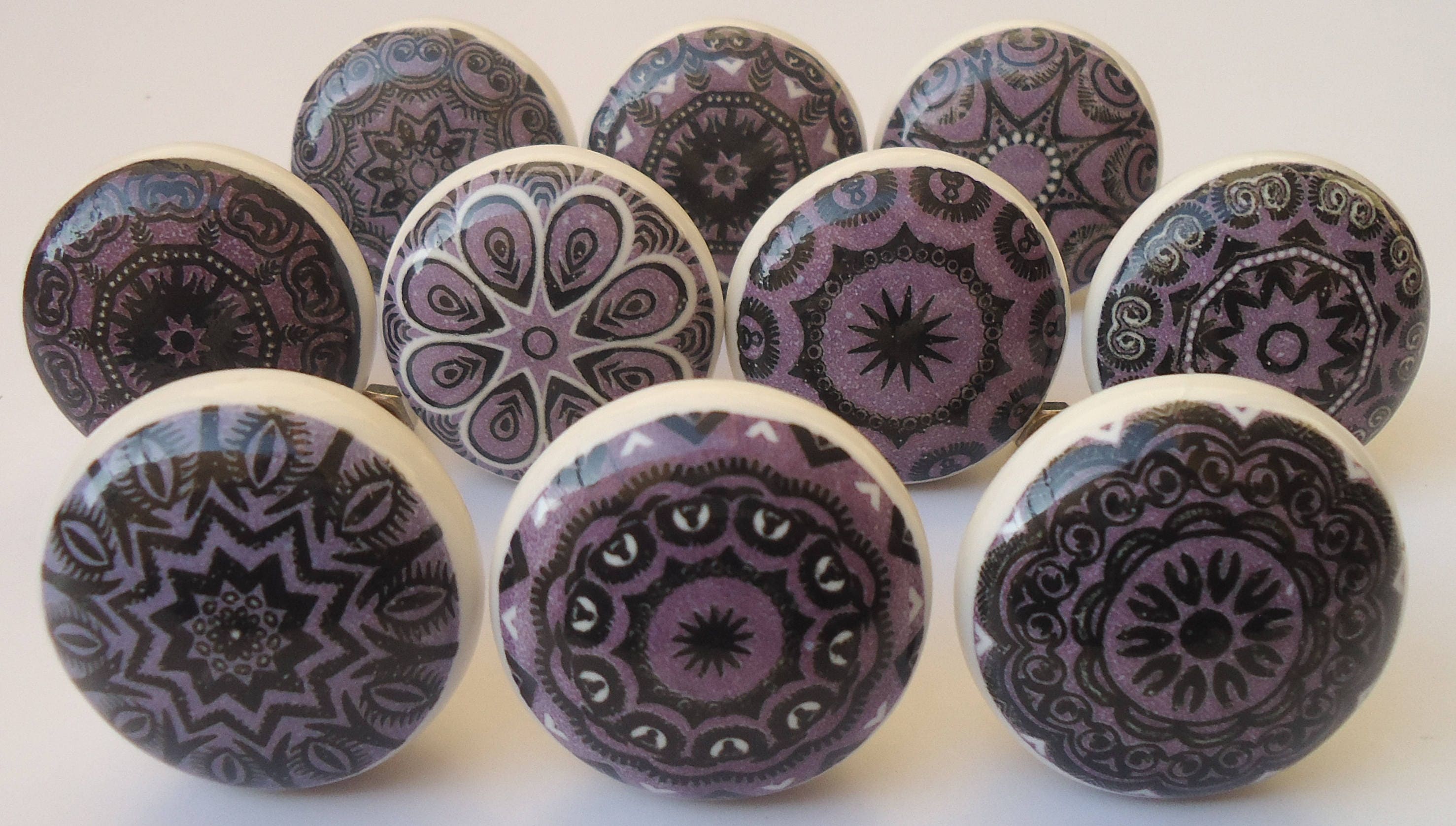 Black & Purple Color Ceramic Knobs Kitchen Cabinet Drawer | Etsy