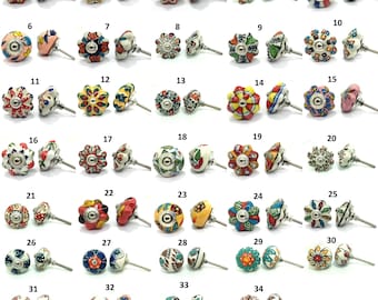 Handmade Ceramic Knob Set – Colorful Floral Drawer Pulls | Mix Design Cabinet Handles
