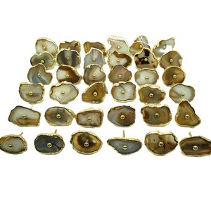 Pomo de ágata para gabinete con borde de latón - Tirador de cajón de piedra natural imagen 2