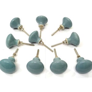 Grey Ceramic Knobs, Handmade Kitchen Cabinet Hardware