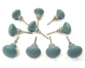 Pomelli in ceramica grigia, ferramenta per mobili da cucina fatta a mano