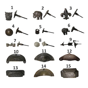 Vintage Cast Iron Drawer Pulls, Metal Cabinet Knobs, Decorative Hardware