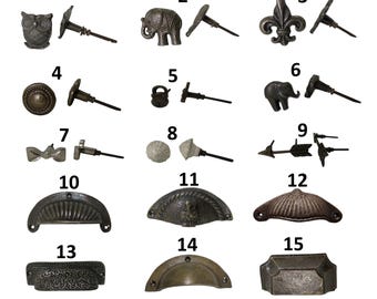 Vintage Cast Iron Drawer Pulls, Metal Cabinet Knobs, Decorative Hardware