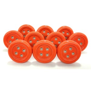 Orange Ceramic Button Cabinet Knob, Hand Painted, Country Decor