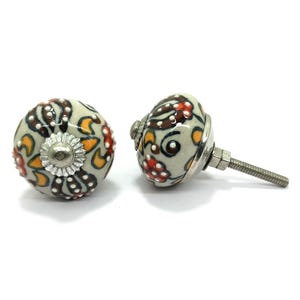 Handpainted Ceramic Knobs, Multicolor Floral Cabinet Hardware