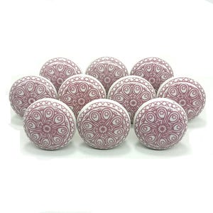 Handmade Purple and White Ceramic Knobs, Cabinet & Drawer Furniture Hardware