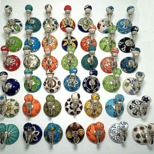 Assorted Ceramic Hooks Handpainted Hooks Bathroom Hooks Decorative Hooks Kitchen Wall Hooks Coat Hangers Towel Hanger Colorful Hooks