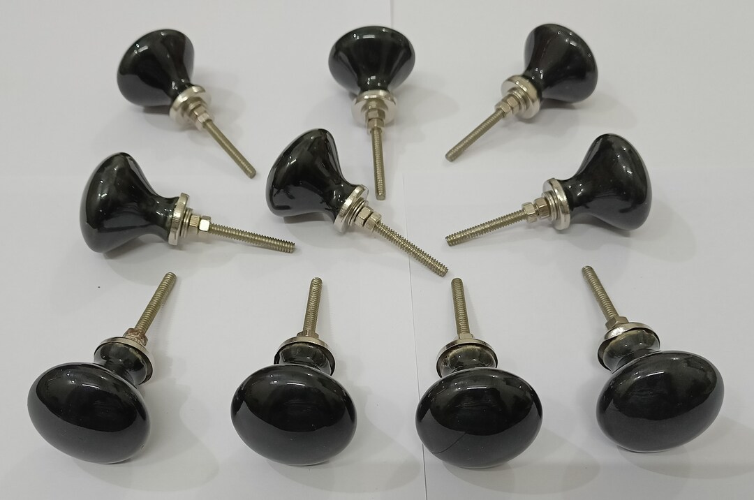 Black Color Vintage Ceramic Knobs Kitchen Cabinet Knobs Drawer Knobs Hardware Knobs Kids Bedroom ...