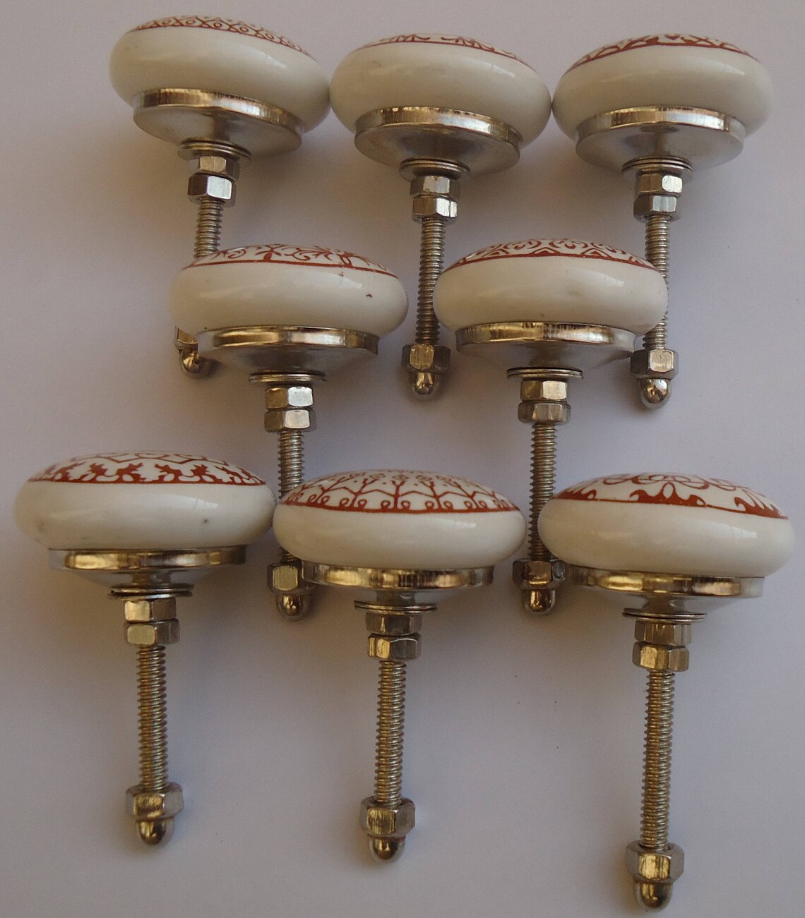 Brown & White Color Ceramic Knobs Kitchen Drawer Knobs Etsy