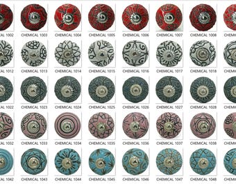 Pomello in ceramica dipinto a mano, stile vintage, diametro 1,5"