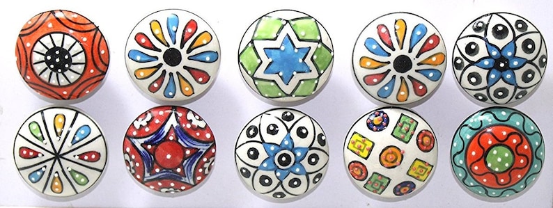 Lots of Dotted Mix Ceramic Cabinet Colorful Knobs Furniture - Etsy