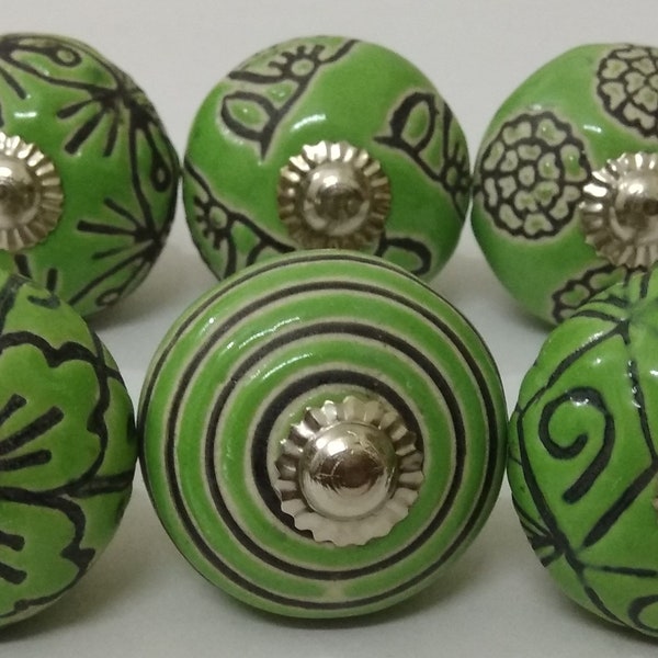 Green Glass Door Knobs Etsy