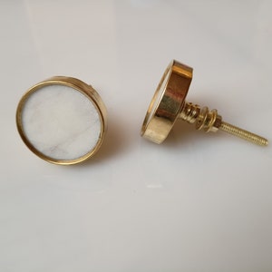 Lot of 4 Marble Door Knobs with Golden Brass Hand Crafted Cupboard Handles Drawer Pulls Brass Knobs with Marble Door Knobs Drawer Handles