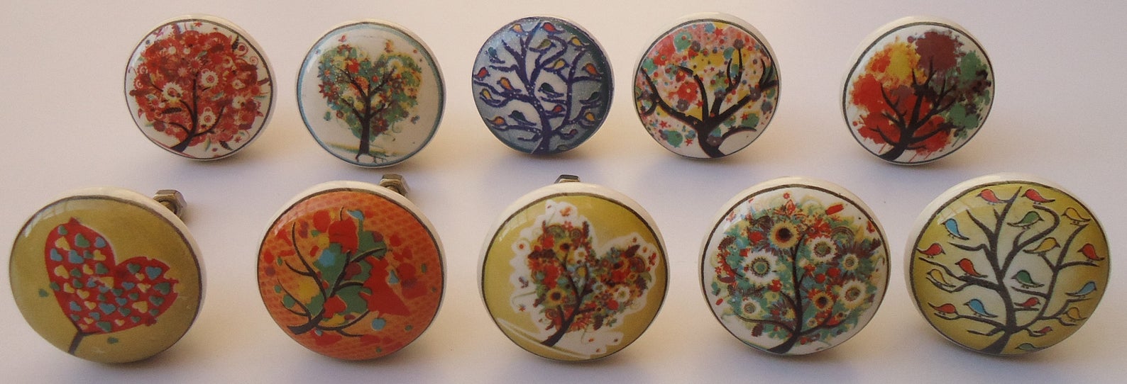 Multi Color Tree Design Ceramic Knobs Kitchen Cabinet Drawer | Etsy