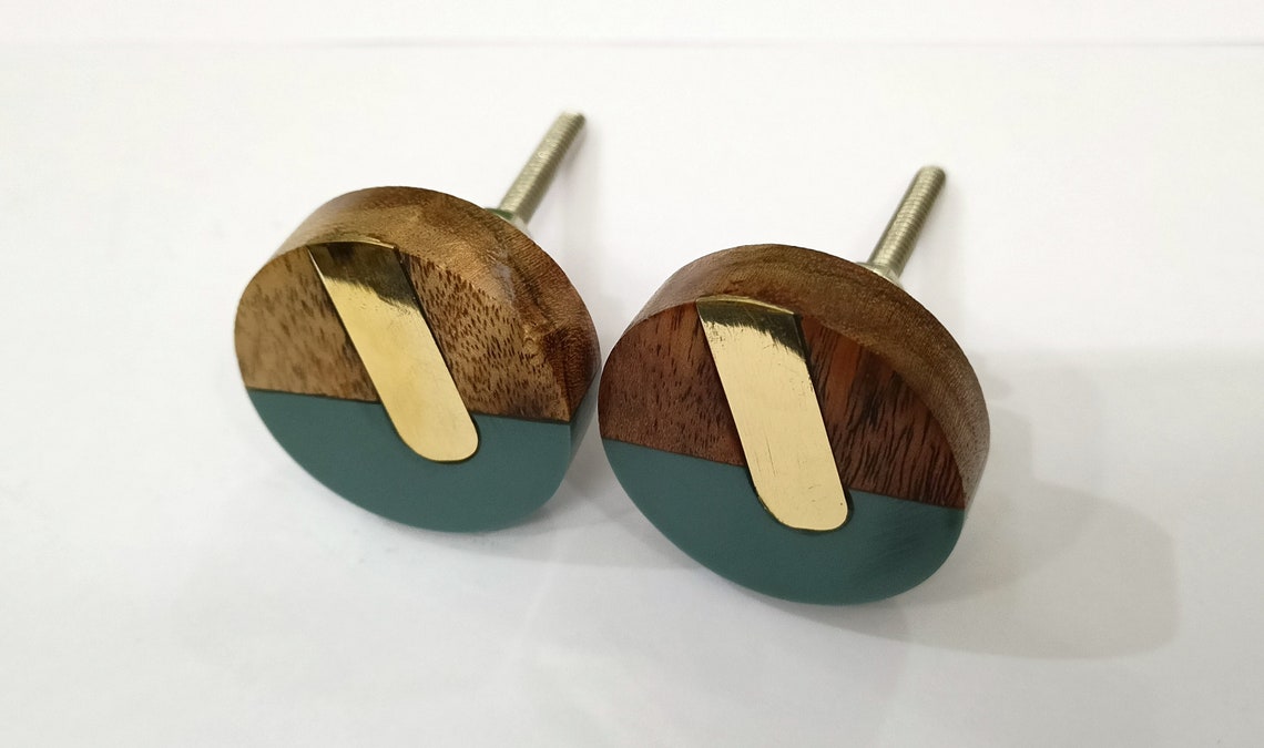 Lot 10 Graue Holz Messing Knäufe Schrankknöpfe Schrankknöpfe | Etsy