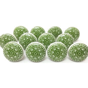 Handmade Green Ceramic Knobs, Kitchen Cabinet Hardware