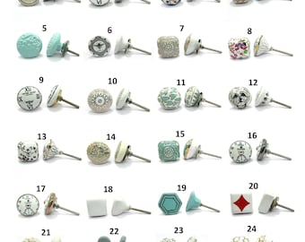 Rustic Ceramic Cabinet Knobs, Vintage Drawer Pulls, 1.5" Diameter