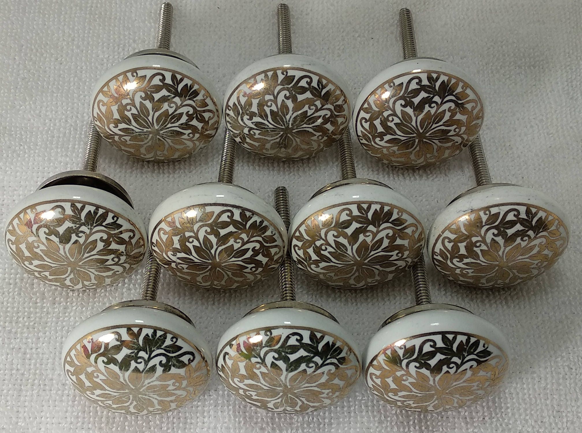 8 knauf stylische Goldene Flache Keramik Knäufe Handgemachte | Etsy