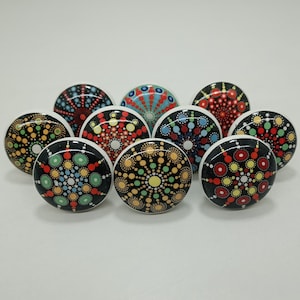 Handmade Multi Color Ceramic Knobs, Decorative Hardware image 3