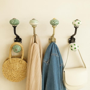 Pomos de cerámica en relieve pintados a mano, tiradores decorativos para cajones